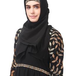 Metallic leaf embellished nida abaya