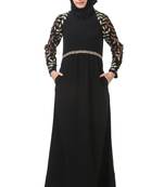 Metallic leaf embellished nida abaya