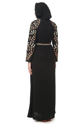 Metallic leaf embellished nida abaya 5
