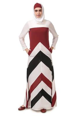 Multi-cut and stitch panel a-line abaya 1