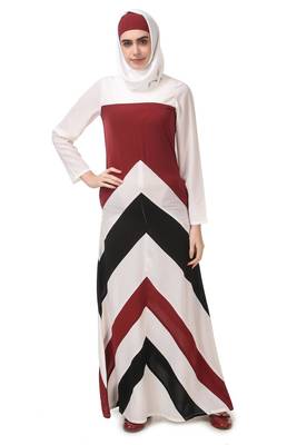Multi-cut and stitch panel a-line abaya 3