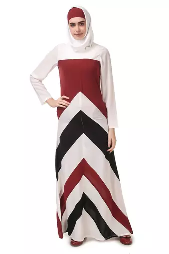 Multi-cut and stitch panel a-line abaya