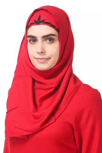 Embroidered scalloped bottom rayon abaya