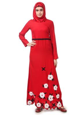 Embroidered scalloped bottom rayon abaya 1