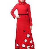 Embroidered scalloped bottom rayon abaya