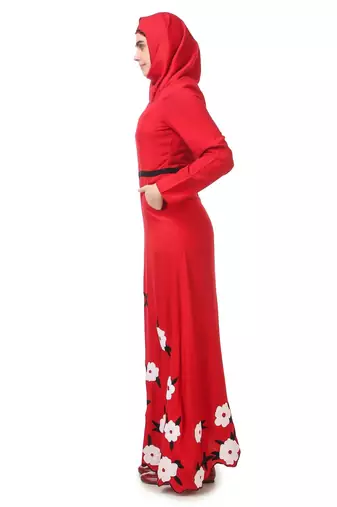 Embroidered scalloped bottom rayon abaya