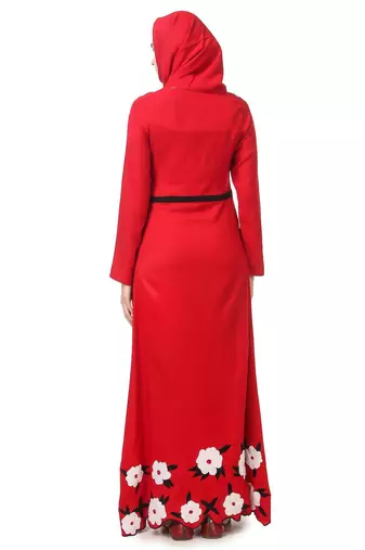 Embroidered scalloped bottom rayon abaya