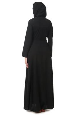 Fancy white on black embroidery anarkali abaya 2