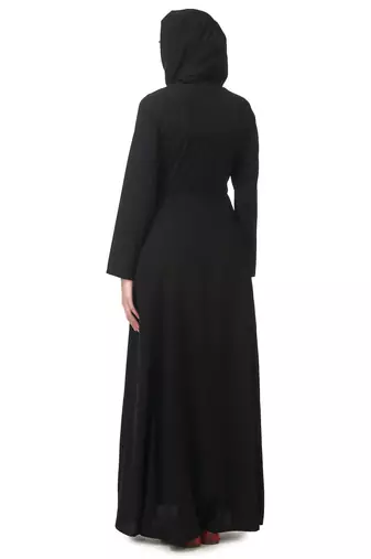 Fancy white on black embroidery anarkali abaya