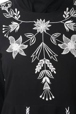 Fancy white on black embroidery anarkali abaya 3