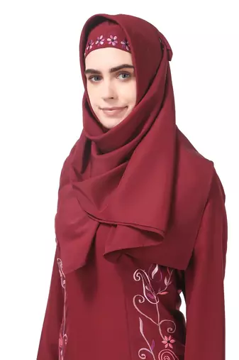 Fully embroidered side panels princess seam abaya