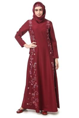 Fully embroidered side panels princess seam abaya 1