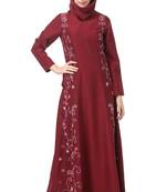 Fully embroidered side panels princess seam abaya