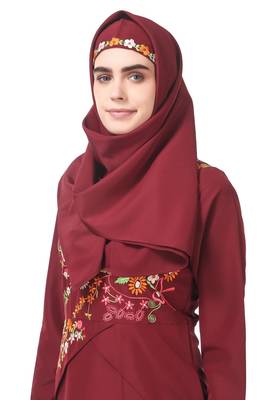 Floral asymmetric hem semi circular abaya 2