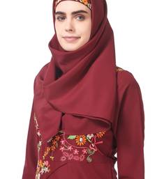 Floral asymmetric hem semi circular abaya