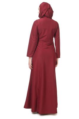 Floral asymmetric hem semi circular abaya 3
