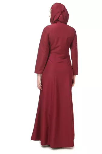 Floral asymmetric hem semi circular abaya