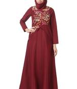 Floral asymmetric hem semi circular abaya