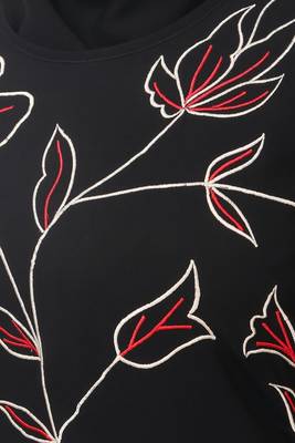 All over floral embroidered semi circular abaya 2
