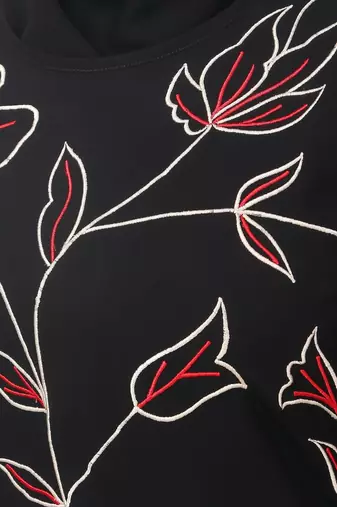 All over floral embroidered semi circular abaya
