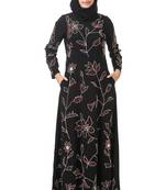 All over floral embroidered semi circular abaya