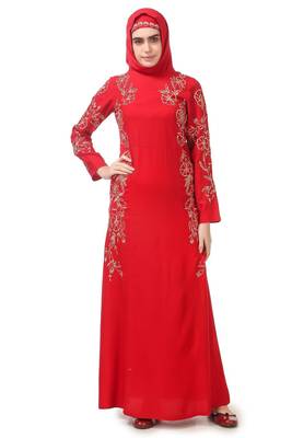 Embellished princess seam rayon abaya 3