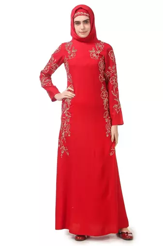 Embellished princess seam rayon abaya