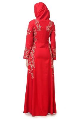 Embellished princess seam rayon abaya 4