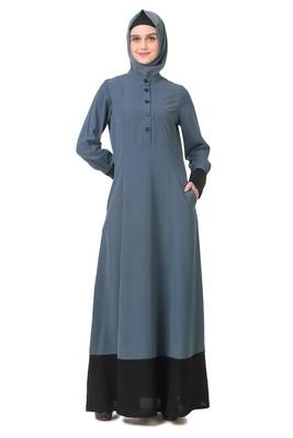 Wide panel dual color semi circular abaya 1