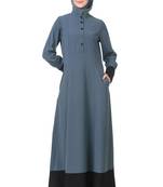 Wide panel dual color semi circular abaya