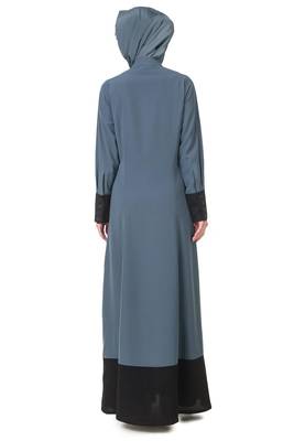 Wide panel dual color semi circular abaya 2