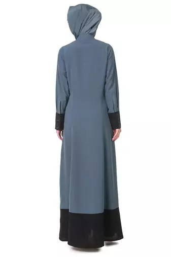 Wide panel dual color semi circular abaya