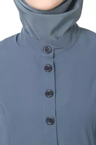 Wide panel dual color semi circular abaya