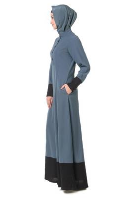 Wide panel dual color semi circular abaya 4