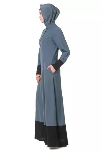 Wide panel dual color semi circular abaya