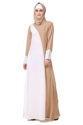 Dual color asymmetric panel abaya 1