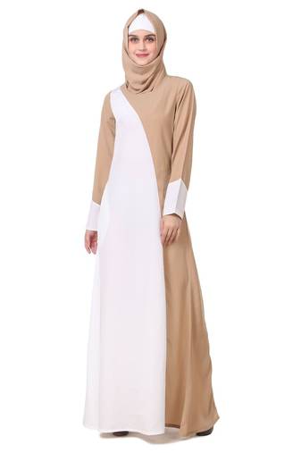 Dual color asymmetric panel abaya