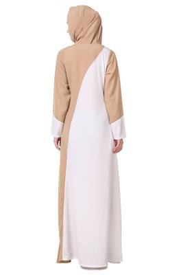 Dual color asymmetric panel abaya 3