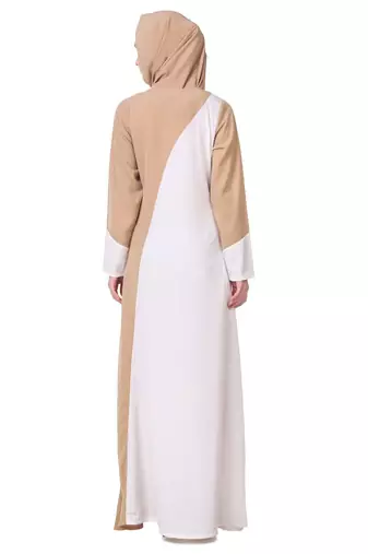 Dual color asymmetric panel abaya