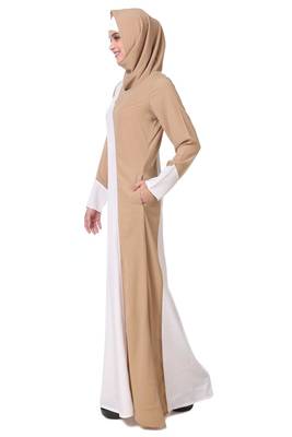 Dual color asymmetric panel abaya 4