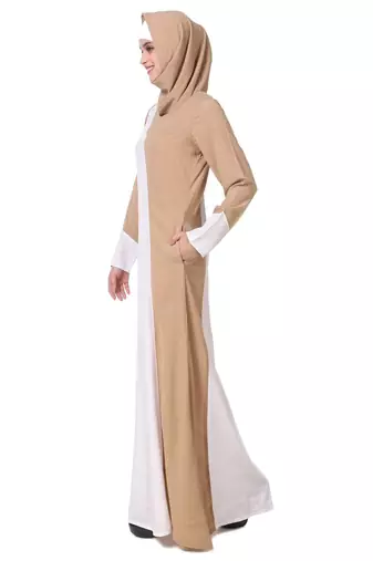 Dual color asymmetric panel abaya