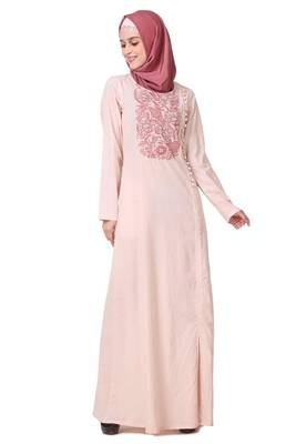 Embellished side buttoned cotton abaya 1