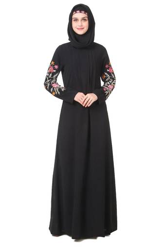 Embellished sleeve pleated front abaya