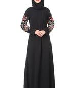 Embellished sleeve pleated front abaya