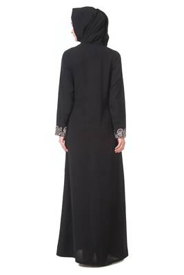 Faux buttoned front paisley embroidered abaya 3