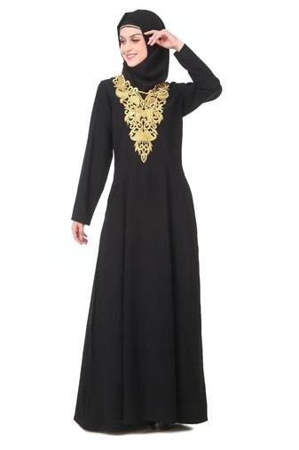 Gold embroidered fancy occasion wear abaya