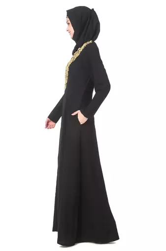 Gold embroidered fancy occasion wear abaya