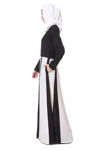 Black and white multi panel anarkali abaya