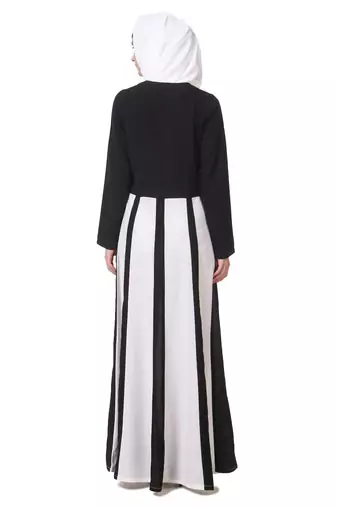 Black and white multi panel anarkali abaya