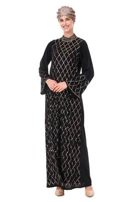 Fancy eid abaya hand embroidered with beads and sequence 1